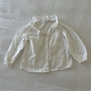 Zara Kids White Button-Up Shirt, Size 3-4